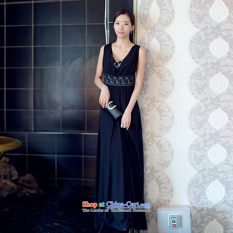 The sponsors of the 2015 New LAURELMARY, Korean shoulders a low-Top Loin of Sau San manually Stitch pearl chiffon align to dress black waist 79), XL( chest 95 sponsors the , , , shopping on the Internet