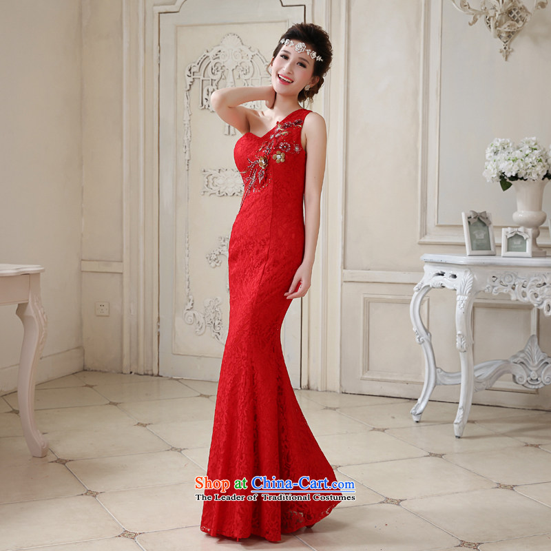 Talk to her new 2015 Long lace Sau San shoulder dress marriages bows crowsfoot qipao wedding services bridal red XL, whisper to Madame shopping on the Internet has been pressed.