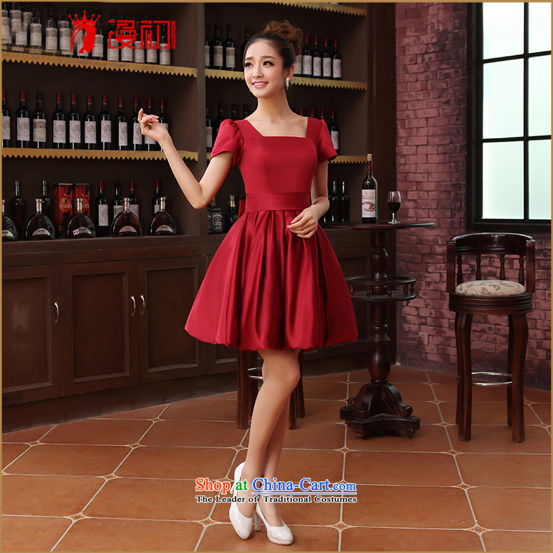 In the early 2015 new man Dress Short of Korean dress marriages bows services 1 shoulder bridesmaid at night service large red S early man , , , shopping on the Internet