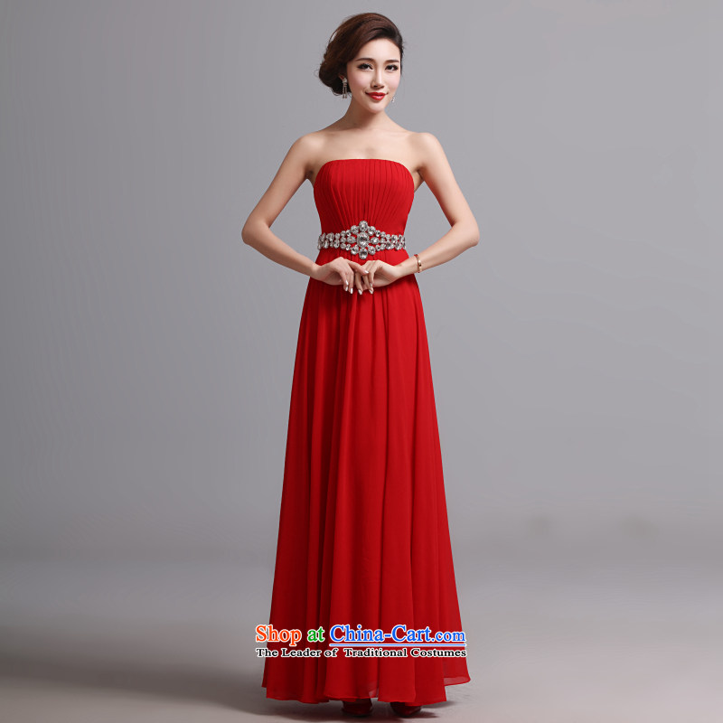 Hei Kaki wedding dress 2015 new long sexy bows bridesmaid skirt anointed chest marriage banquet dress X028 RED S, Hei Kaki shopping on the Internet has been pressed.