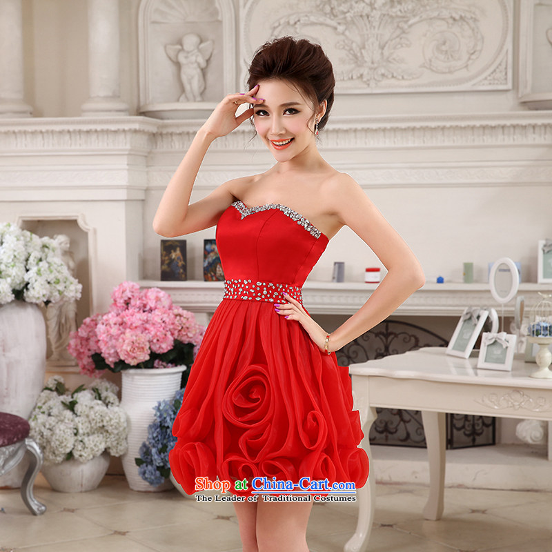 Hei Kaki 2015 autumn and winter new short, wipe the chest small evening dresses bridesmaid skirt sweet princess flowers petticoats NF21 RED M-hi kaki shopping on the Internet has been pressed.
