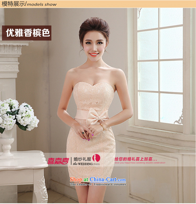 Hei Kaki 2015 autumn and winter new short of heart-shaped anointed chest bow ties small evening dresses bridesmaid skirt NF28 Sau San champagne color left Tailored size picture, prices, brand platters! The elections are supplied in the national character of distribution, so action, buy now enjoy more preferential! As soon as possible.