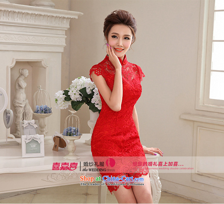 Hei Kaki 2015 new short, collar small evening dresses bridesmaid skirt China wind LACE EMBROIDERY NF29-1 engraving RED M picture, prices, brand platters! The elections are supplied in the national character of distribution, so action, buy now enjoy more preferential! As soon as possible.