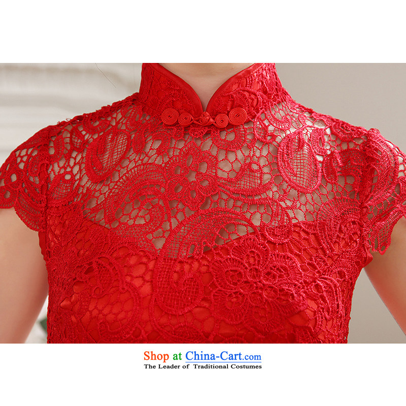 Hei Kaki 2015 autumn and winter new short, collar small evening dresses bridesmaid skirt China wind LACE EMBROIDERY NF29-2 engraving red XS, Hei Kaki shopping on the Internet has been pressed.