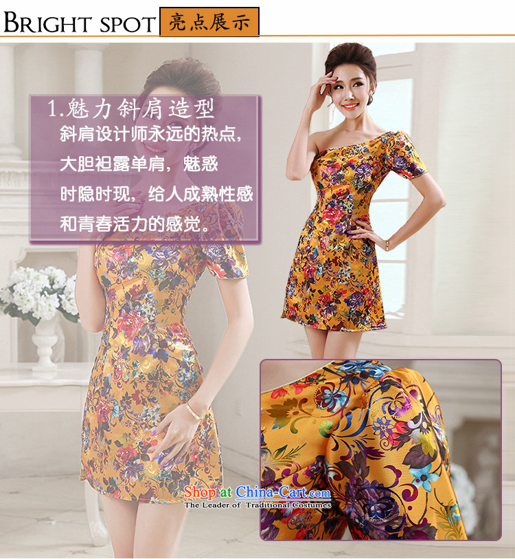 Hei Kaki 2015 autumn and winter new short single shoulder stamp small dress of gold embroidery Beveled Shoulder-to-day can penetrate NF31 APRICOT L picture, prices, brand platters! The elections are supplied in the national character of distribution, so action, buy now enjoy more preferential! As soon as possible.