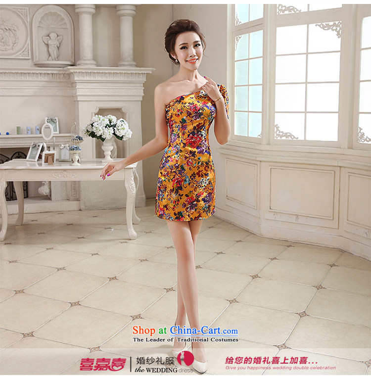 Hei Kaki 2015 autumn and winter new short single shoulder stamp small dress of gold embroidery Beveled Shoulder-to-day can penetrate NF31 APRICOT L picture, prices, brand platters! The elections are supplied in the national character of distribution, so action, buy now enjoy more preferential! As soon as possible.