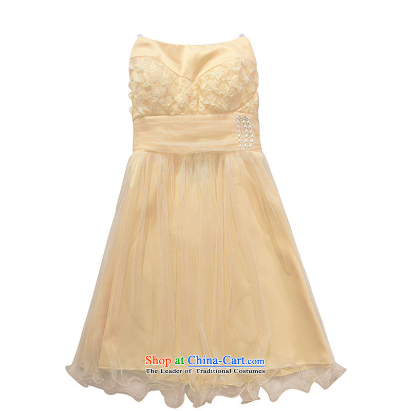 158 large and the anointed breast height waist dress Princess Sau San skirt Chest Flower waist with pearls stereo bridesmaid sister short of small dress code  F suitable for both the champagne 85-115, 158 and shopping on the Internet has been pressed.