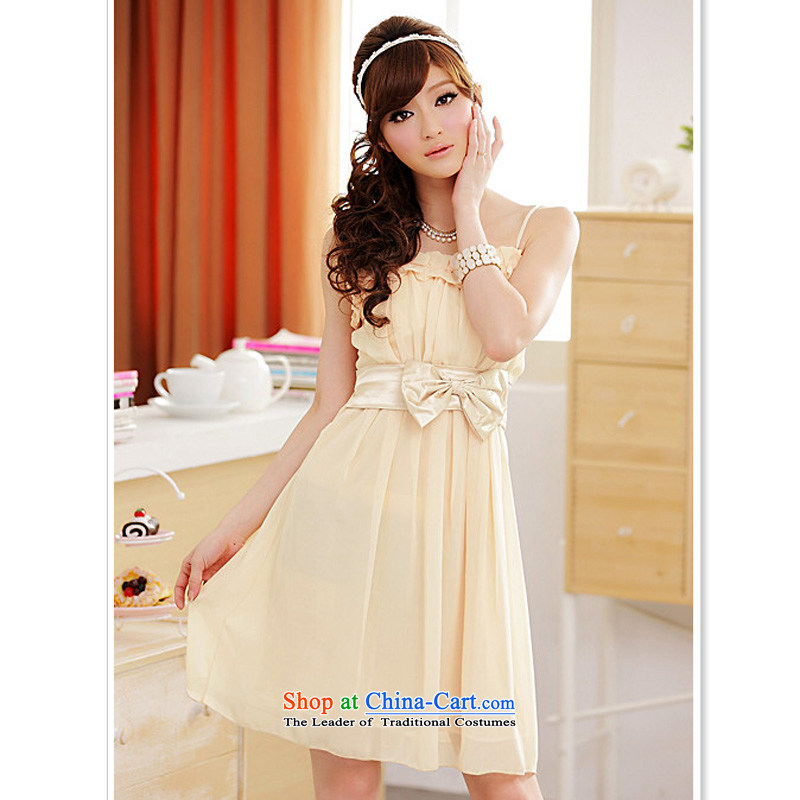 Li and the lifting strap, Japan and the Republic of Korea back waist belt with high elastic bow tie chiffon Sau San Fat mm larger video thin sister bridesmaid small dress code  F apricot are suitable for 90-120, 158 and shopping on the Internet has been pressed.