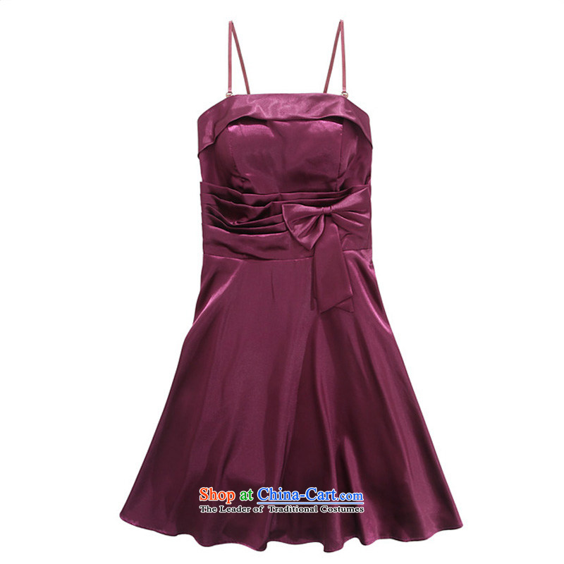 158 and the 2015 Shinhan version xl female strap temperament Top Loin of large A dress Annual Show bridesmaid sister small dress purple XL suitable for 115-135, 158 and shopping on the Internet has been pressed.