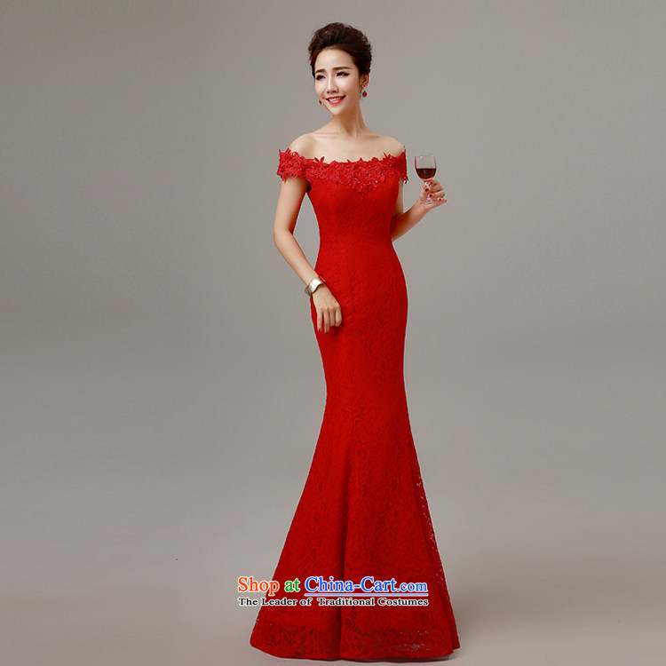 7 7 color tone 2015 new red married women serving the word bows shoulder lace Sau San crowsfoot tail stylish wedding dress L017 red alignment to M picture, prices, brand platters! The elections are supplied in the national character of distribution, so action, buy now enjoy more preferential! As soon as possible.