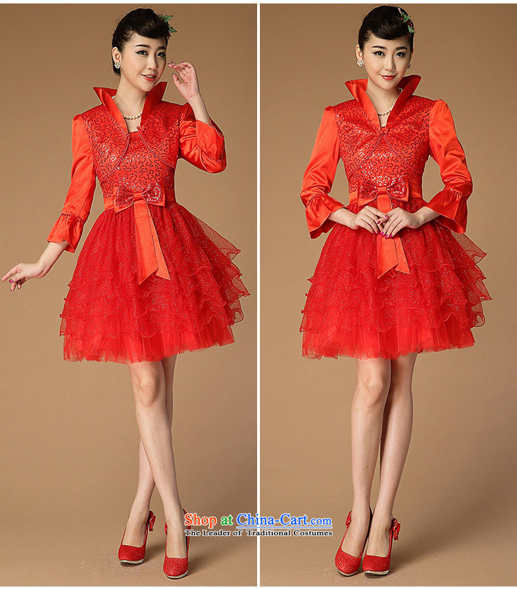 Load New KRTRACY2015 autumn retro China wind red bows Service Bridal Services evening dress small dress BLLS1009 RED M picture, prices, brand platters! The elections are supplied in the national character of distribution, so action, buy now enjoy more preferential! As soon as possible.