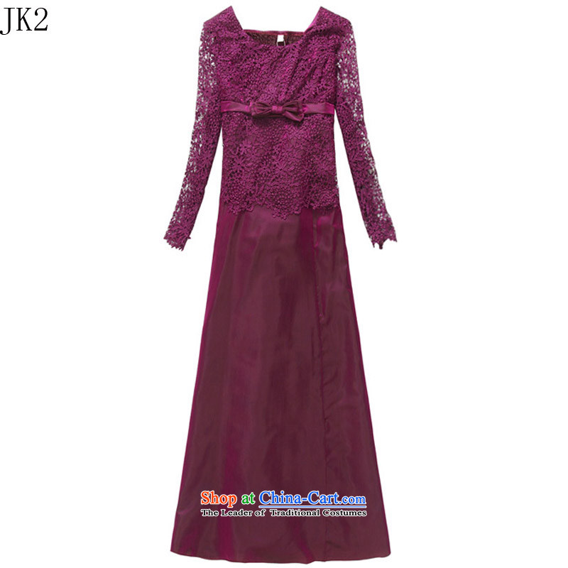 Western Wind hosted a long-sleeved skirt lace engraving large yards (SAPA JK2 dress 9722 XXL,JK2.YY,,, Purple Shopping on the Internet