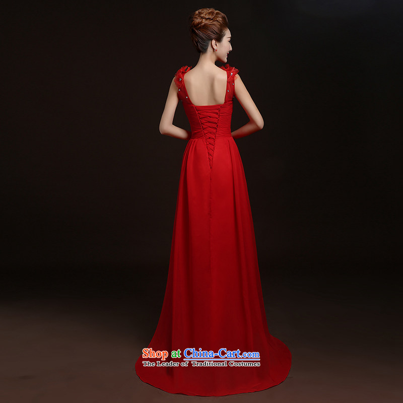Beverly Ting 2015 new spring and summer red married women serving drink shoulders lace anointed chest tail Sau San stylish dress evening dresses red XL, Beverly (tingbeier ting) , , , shopping on the Internet