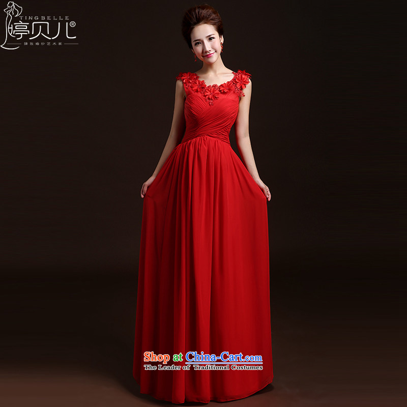 Beverly Ting wedding dresses in spring and summer 2015 new red double-shoulder length of evening dresses bows Service Bridal Fashion wedding aristocratic bright red drill?M