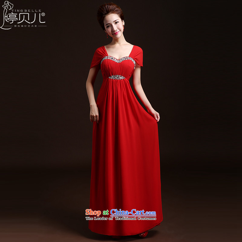 Beverly Ting bows Service Bridal Fashion Pregnant Women 2015 new spring and summer Red Dress Korean brides marriage ceremony evening dresses long red L