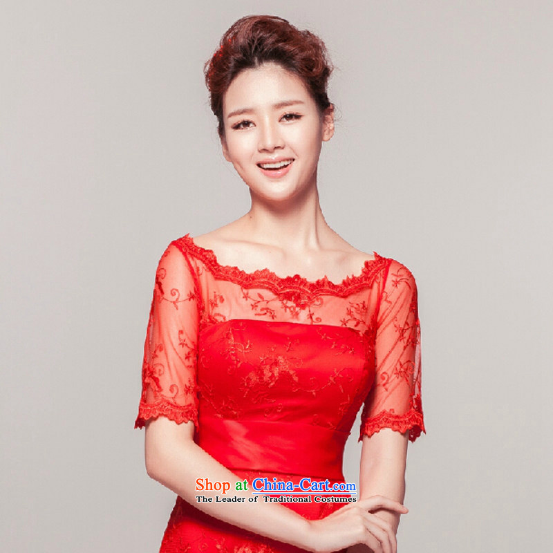 Yong-yeon and new Word 2015 shoulder red video thin new Korean dress lace bridal dresses red L, serving drink Yong-yeon and shopping on the Internet has been pressed.