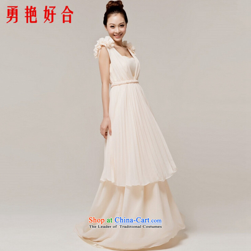 Yong-yeon and new bride 2015 long evening dresses Stylish retro bows services small trailing winter jackets champagne color?XXL