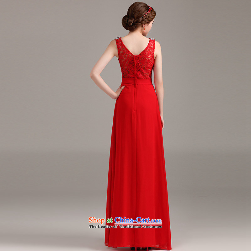 Beverly Ting bows Service Bridal Fashion 2015 new marriage evening dress autumn and winter bride red double-shoulder length of lace bridesmaid RED M, Beverly (tingbeier ting) , , , shopping on the Internet