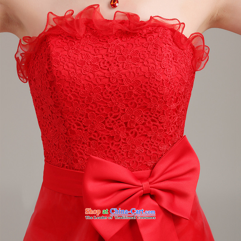 Beverly Ting front stub after 2015 new gown in spring and summer short, bridal wedding dress female Red Korean pregnant women dress uniform red XXL, bows Beverly Ting (tingbeier) , , , shopping on the Internet