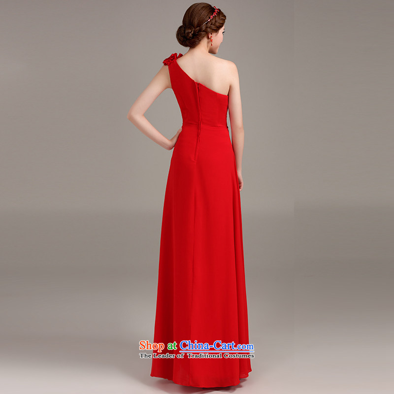 Beverly Ting bows Service Bridal Fashion 2015 New Red single shoulder evening dresses long Toastmaster of autumn skirt red ,L,banquet Beverly Ting (tingbeier) , , , shopping on the Internet
