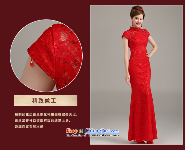 Beverly Ting bride lace qipao crowsfoot bows services improved long red stylish qipao gown collar 2015 new spring and summer female red L picture, prices, brand platters! The elections are supplied in the national character of distribution, so action, buy now enjoy more preferential! As soon as possible.