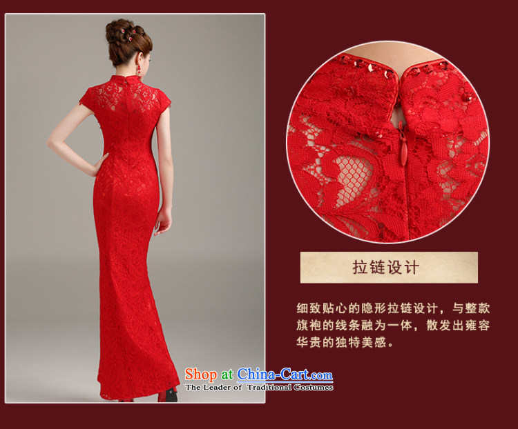 Beverly Ting bride lace qipao crowsfoot bows services improved long red stylish qipao gown collar 2015 new spring and summer female red L picture, prices, brand platters! The elections are supplied in the national character of distribution, so action, buy now enjoy more preferential! As soon as possible.
