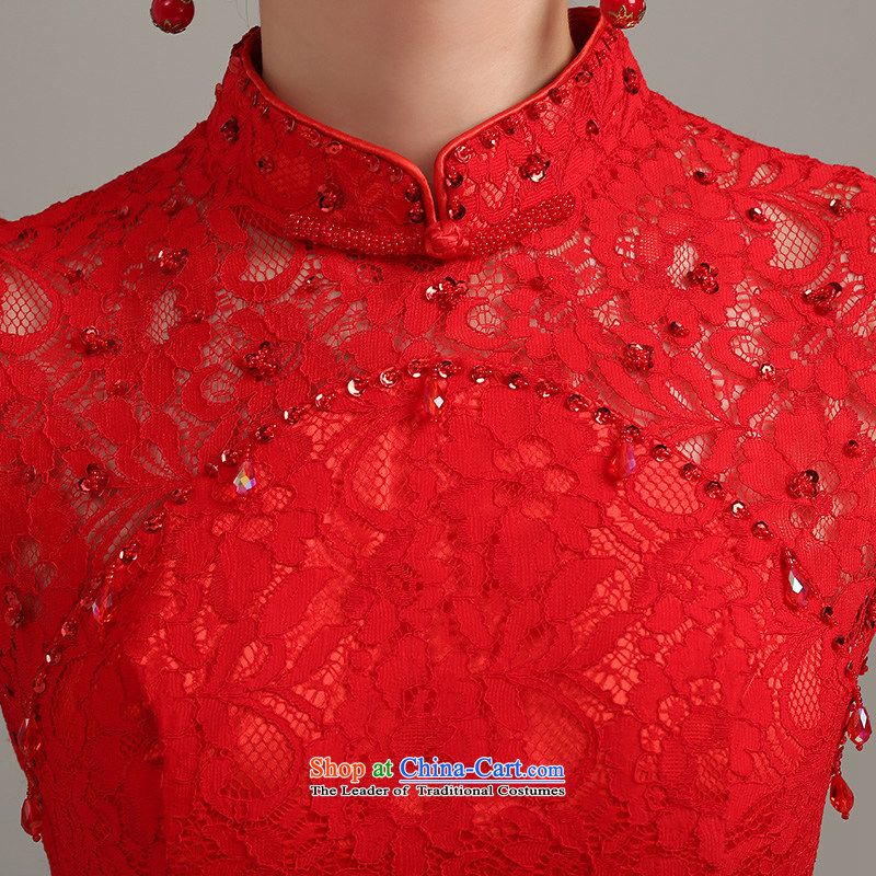 Beverly Ting bride lace qipao crowsfoot bows services improved long red stylish qipao gown collar 2015 new spring and summer female red , L, Beverly (tingbeier ting) , , , shopping on the Internet