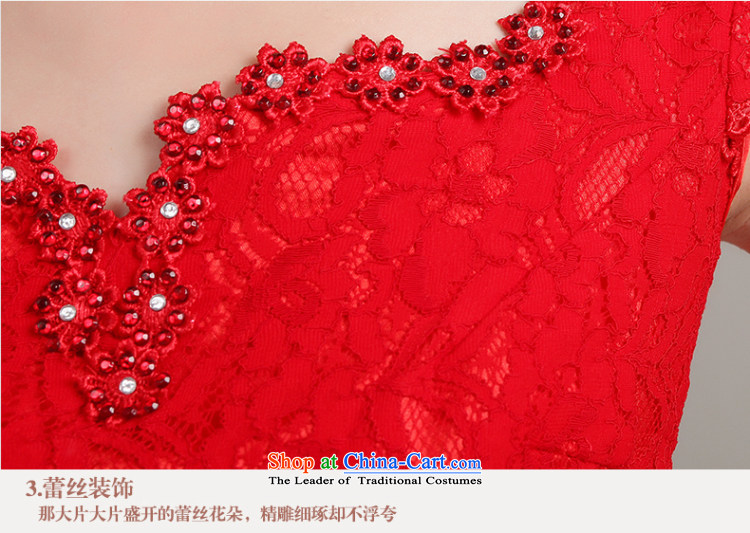 Beverly Ting 2015 new spring and summer wedding red lace cheongsam dress short of bride bows stylish improved Short Sleeve V-Neck package shoulder red XXL picture, prices, brand platters! The elections are supplied in the national character of distribution, so action, buy now enjoy more preferential! As soon as possible.