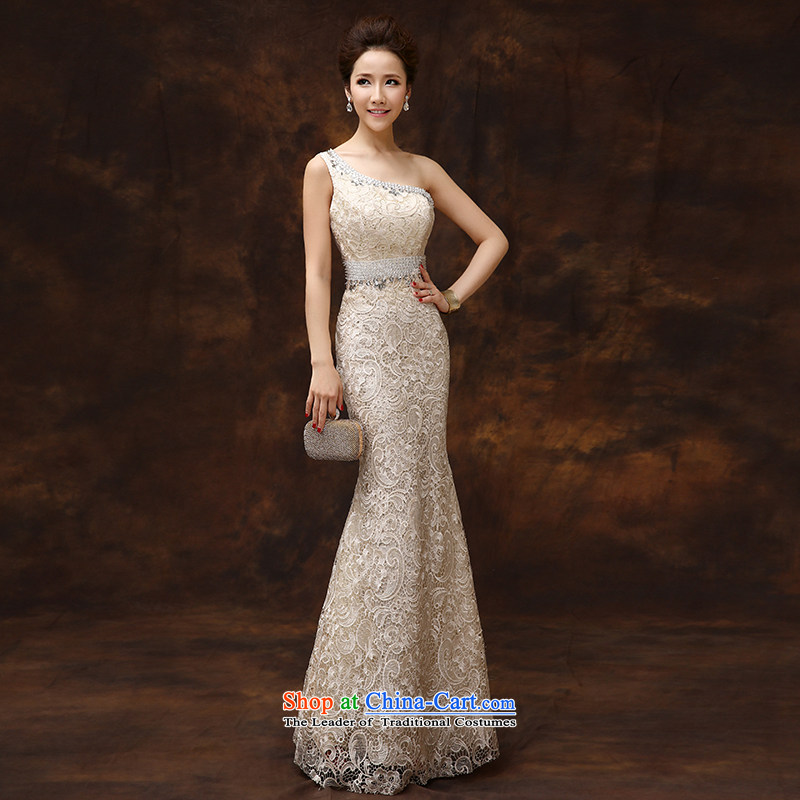 According to Lin Sha original shoulder crowsfoot lace evening dress long marriages bows service long Sau San host a gala dinner dress according to Lin Sha , , , S, shopping on the Internet
