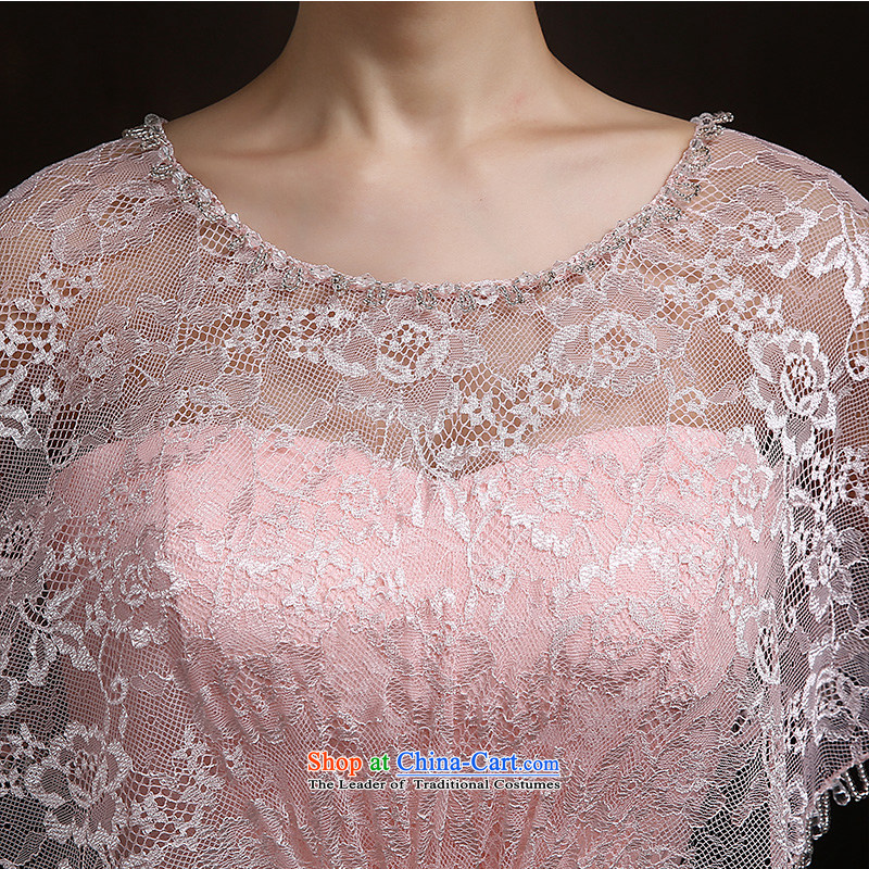 According to Lin Sha 2015 new bride wedding dress uniform evening drink pink with Neck Cape lace long evening dress according to Lin Sha.... XL, online shopping