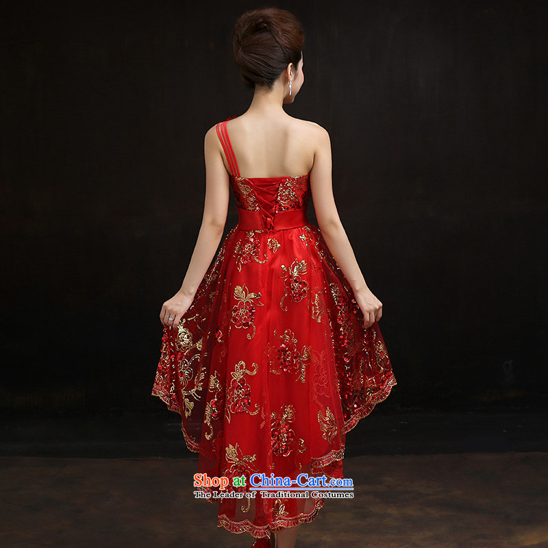 According to Lin Sha brides before long after short bows services evening dress red single marriage shoulder small dress skirt cheongsam with S, according to Lin Sha , , , shopping on the Internet