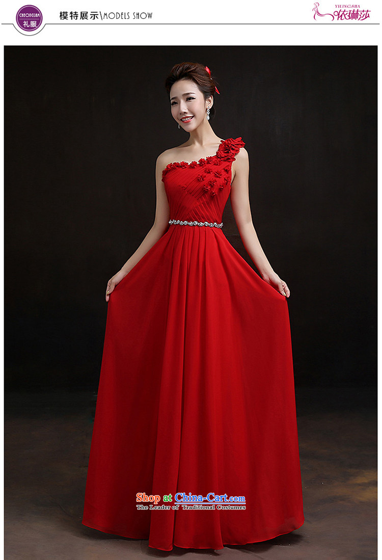 According to Lin Sha evening dresses 2015 new wedding dress, Red single shoulder length stylish bride with a drink service Moderator S picture, prices, brand platters! The elections are supplied in the national character of distribution, so action, buy now enjoy more preferential! As soon as possible.
