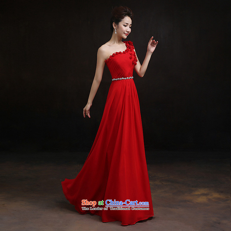 According to Lin Sha evening dresses 2015 new wedding dress, Red single shoulder length stylish bride with a drink service Moderator S, according to Lin Sha , , , shopping on the Internet