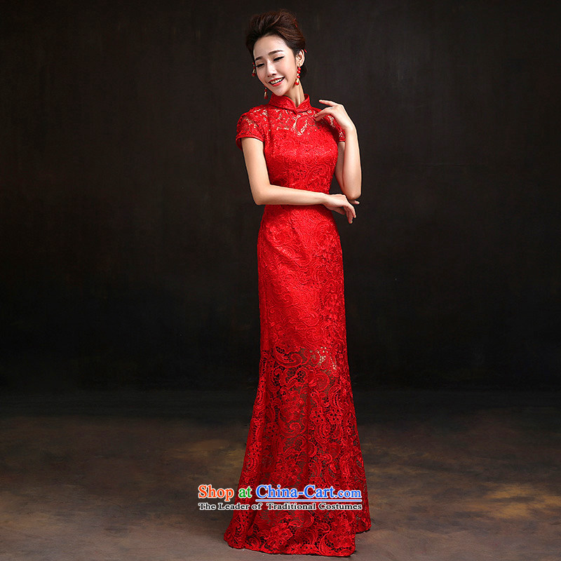 According to Lin Sha red lace bridal cheongsam dress stylish wedding services improved crowsfoot toasting champagne evening dress new S, according to 2015 Lin Sha , , , shopping on the Internet