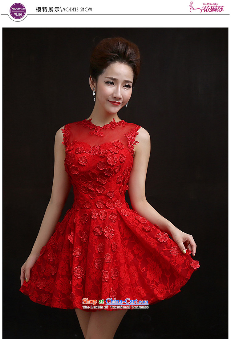 According to Lin Sha 2015 new marriages bows services red petals embroidered bride load manually evening dress short skirt tailored consulting customer service picture, prices, brand platters! The elections are supplied in the national character of distribution, so action, buy now enjoy more preferential! As soon as possible.