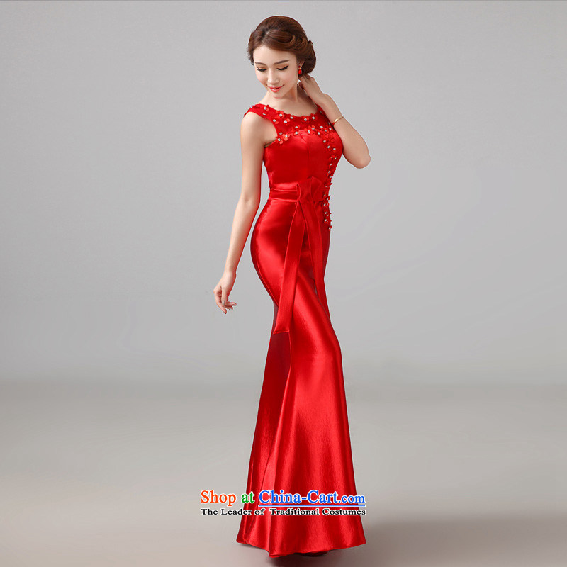 The new 2015 Autumn wedding dresses bows Service Bridal Fashion Red Dress married long wedding bridesmaid S, according to Lin Sha , , , shopping on the Internet