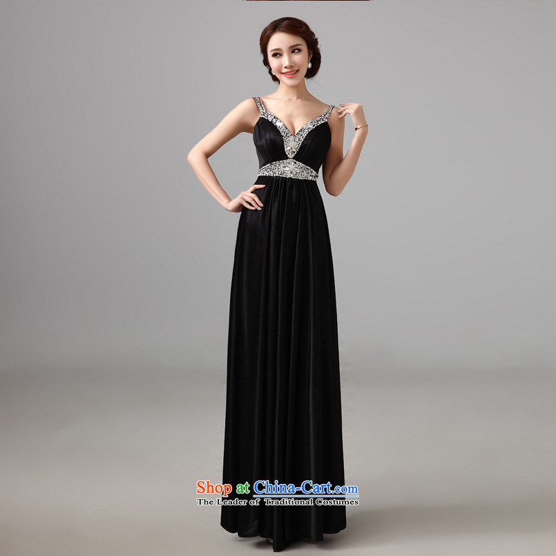 According to Lin Sha 2015 new diamond black dress and sexy V-Neck shoulders banquet service annual concert dress evening dresses tailored customer service, in accordance with the Advisory Lin Sha , , , shopping on the Internet
