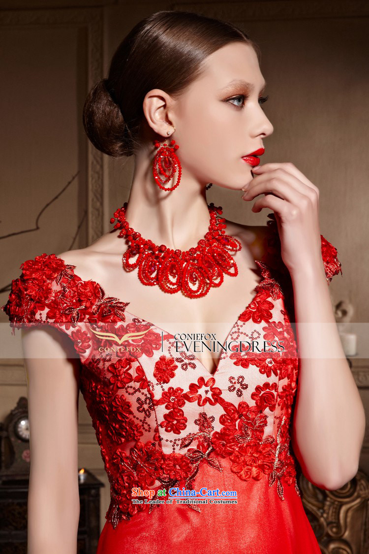 Creative Fox evening dresses red petals bridal dresses and sexy shoulders V-Neck marriage bows services Sau San long to align the wedding dress 30615 RED M picture, prices, brand platters! The elections are supplied in the national character of distribution, so action, buy now enjoy more preferential! As soon as possible.
