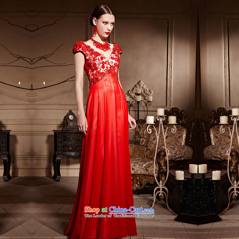 Creative Fox evening dresses red petals bridal dresses and sexy shoulders V-Neck marriage bows services Sau San long to align the wedding dress 30615 Red M, creative Fox (coniefox) , , , shopping on the Internet