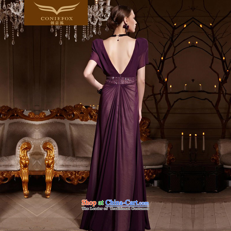 Creative Fox evening dresses purple shoulders banquet evening dresses long dresses Sau San toasting champagne evening dress will serve under the auspices of red carpet dress No. 30619 , L, creative fox purple (coniefox) , , , shopping on the Internet