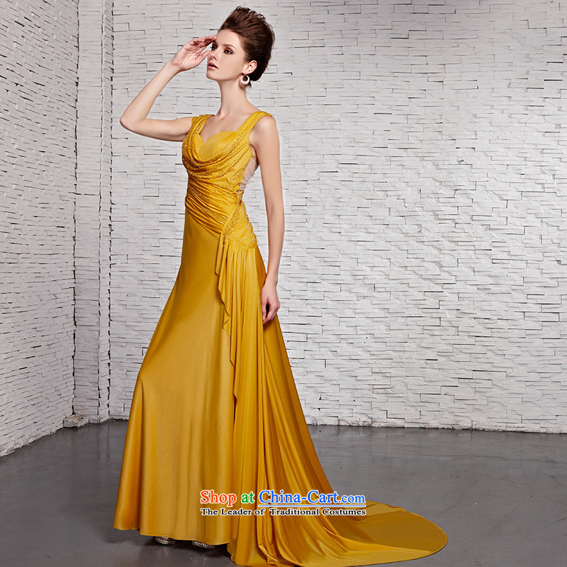 Creative Fox evening dresses classy yellow shoulders stylish evening dresses on banquet drill evening dresses video thin tail long evening dresses 81383 color picture (coniefox M creative Fox) , , , shopping on the Internet