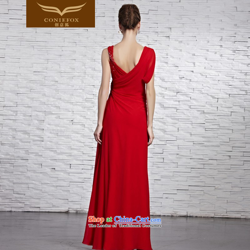 Creative Fox evening dresses 2015 new chic sexy shoulders dress classic long skirt Red Dress Sau San marriages 81519 color photo of serving drink XL, creative Fox (coniefox) , , , shopping on the Internet