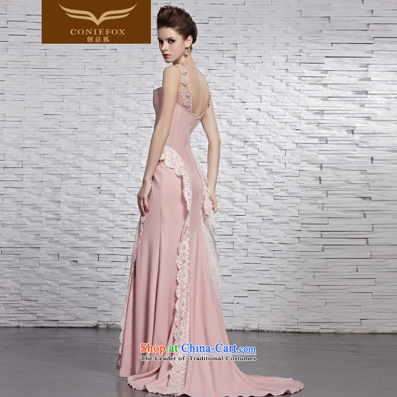 Creative Fox evening dresses pink shoulders bride wedding dresses long tail wedding dress romantic wedding dress lace welcome service 81522 color picture XXL, creative Fox (coniefox) , , , shopping on the Internet