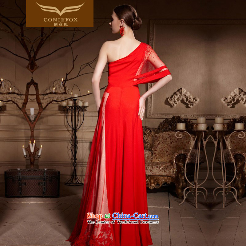 Creative Fox evening dresses 2015 new bride red single shoulder wedding dresses and long evening dresses bows wedding dress skirt 30638 red , L, creative Fox (coniefox) , , , shopping on the Internet