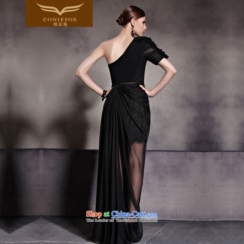 Creative Fox evening dresses 2015 new black dress banquet shoulder to dress exhibition under the auspices of dress bows dress long skirt 81621 color pictures , creative Fox (coniefox) , , , shopping on the Internet