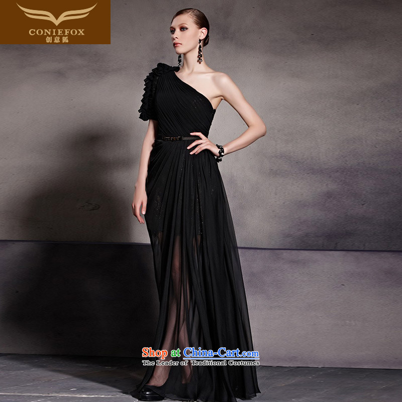 Creative Fox evening dresses 2015 new black dress banquet shoulder to dress exhibition under the auspices of dress bows dress long skirt 81621 color pictures , creative Fox (coniefox) , , , shopping on the Internet