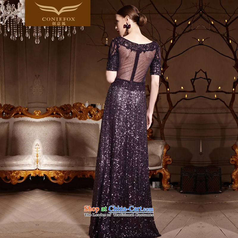Creative Fox evening dresses 2015 new purple long dresses Sau San toasting champagne evening banquet meeting under the auspices of dress red carpet dress long skirt 81963 Deep purple S creative Fox (coniefox) , , , shopping on the Internet