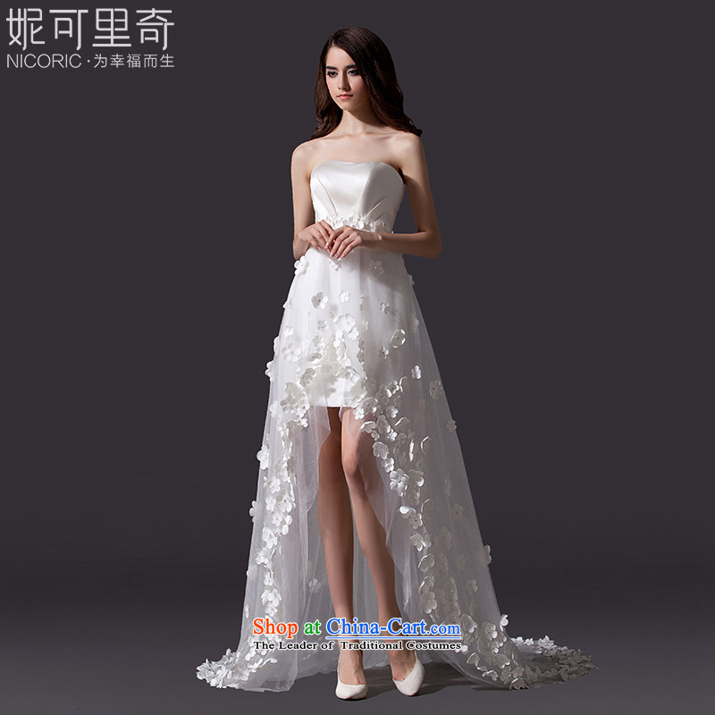 Wedding dress 2015 new bride anointed chest winter wedding front stub long after wedding lace flowers small trailing wedding Sau San ivory PUERTORRICANS imports fabric luxury lace_