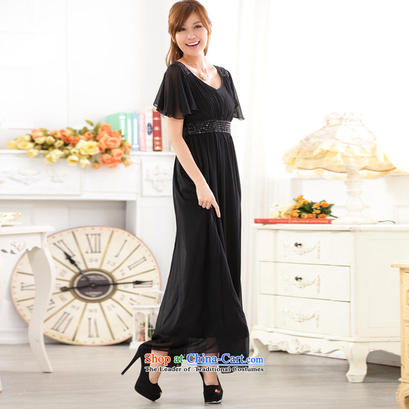 158 and Ultra High Chiffon Fei Fei Sleeve V-Neck Top Loin manually staple on Pearl River Delta sweet long thick mm bridesmaid sister skirt evening dress code  F, 158 black are , , , and the internet shopping