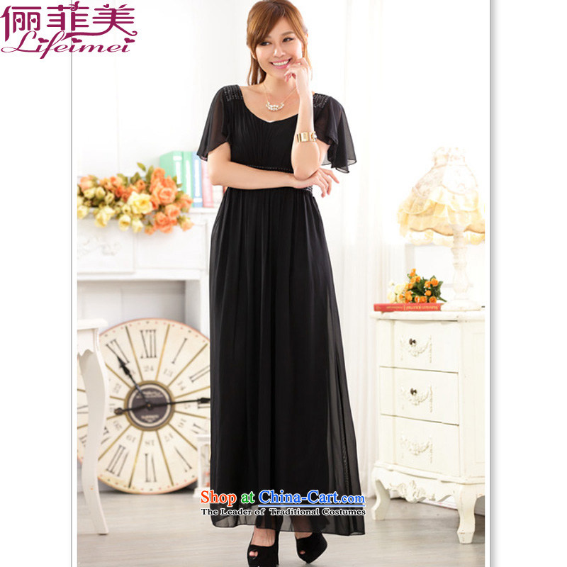 158 and Ultra High Chiffon Fei Fei Sleeve V-Neck Top Loin manually staple on Pearl River Delta sweet long thick mm bridesmaid sister skirt evening dress code  F, 158 black are , , , and the internet shopping